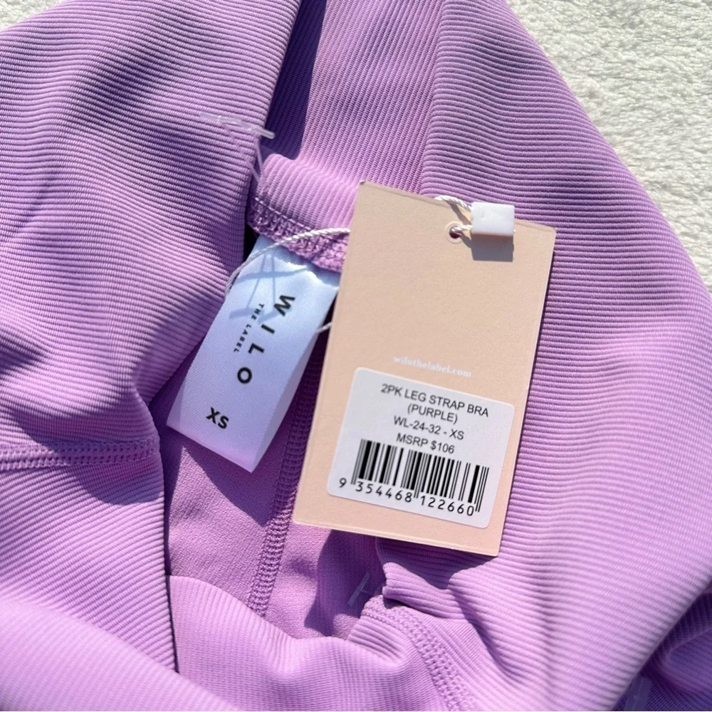 NWT Wilo the Label Ribbed Ruched Ankle Purple Leggings